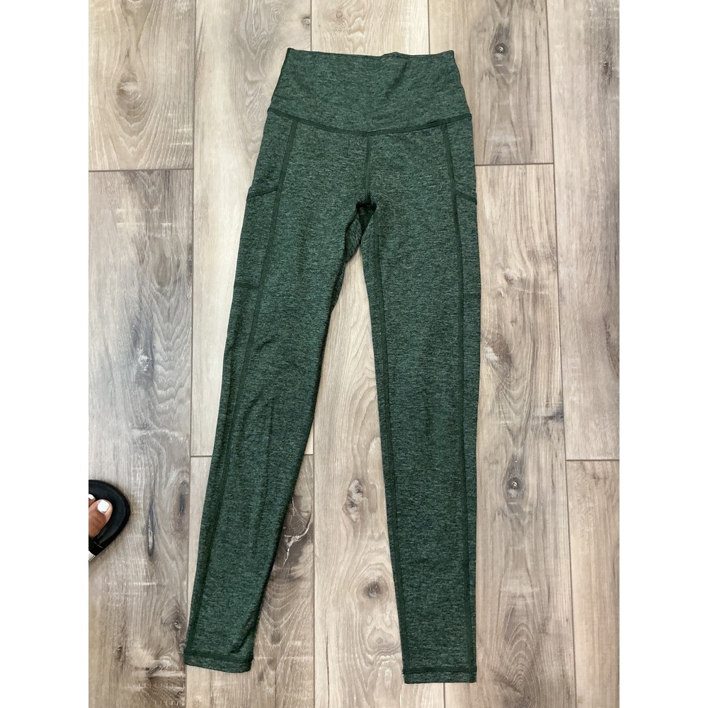 Aerie Chill Play Move Leggings Womens Green Heathered High Waist Side Pockets